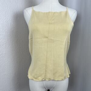 J Peterman Top Womens Medium‎ Yellow Silk Blend Tank Sleek Old Money Y2K Minimal